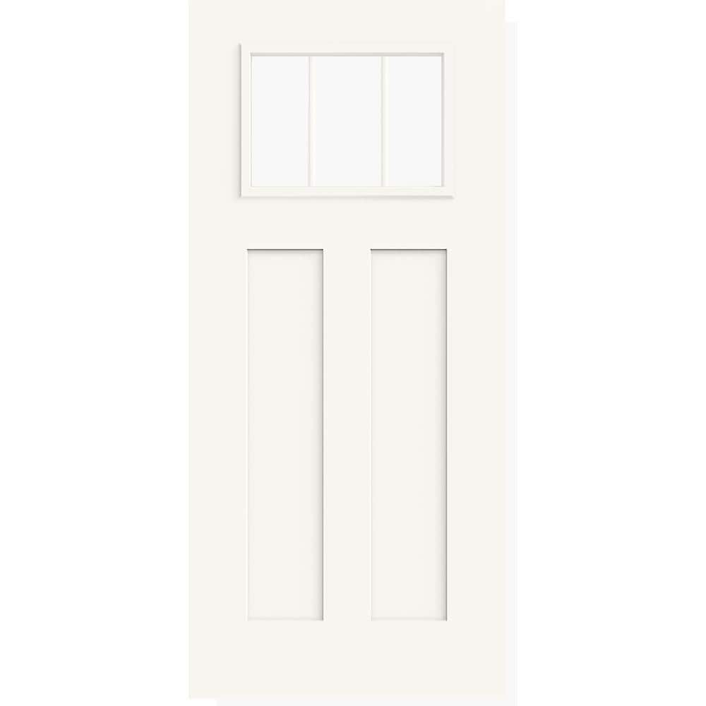 【最終値下げ】Looking Glass Go ホワイト JELD-WEN 36 in. x 80 in. Craftsman 3 Lite Clear Glass Modern White