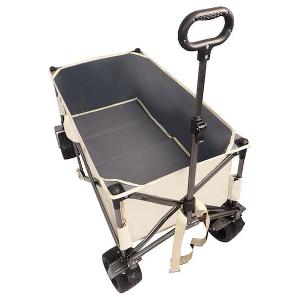 300 lbs, Heavy Duty Utility Beach Wagon Serving Cart with Adjustable Handle and Drink Holders