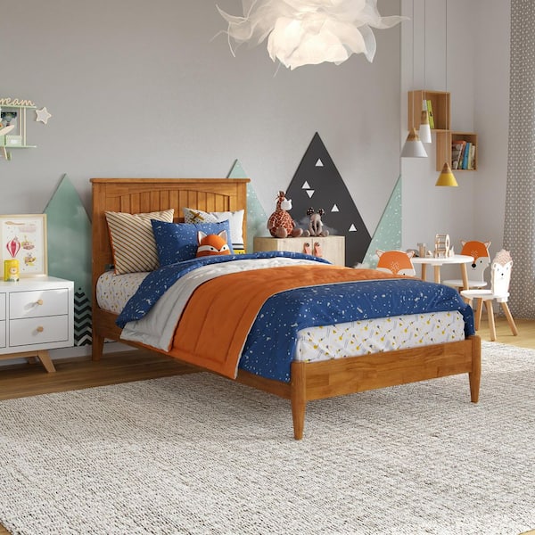 AFI Naples Light Toffee Natural Bronze Solid Wood Frame Twin Low Profile Platform Bed