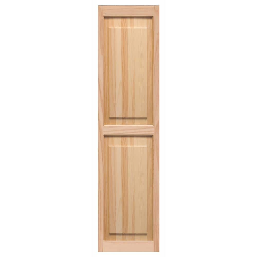 Unfinished Pine Raised Panel Exterior Wood Shutters, 15" x 59"