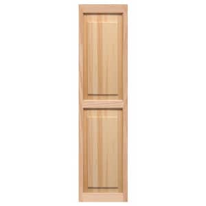 15 in. x 75 in. Raised Panel Shutters Pair Unfinished Pine