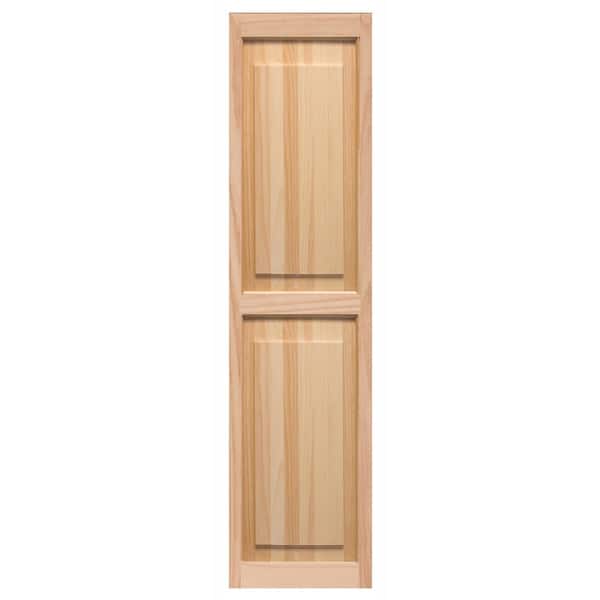 Pinecroft 15 in. x 80 in. Raised Panel Shutters Pair Unfinished Pine