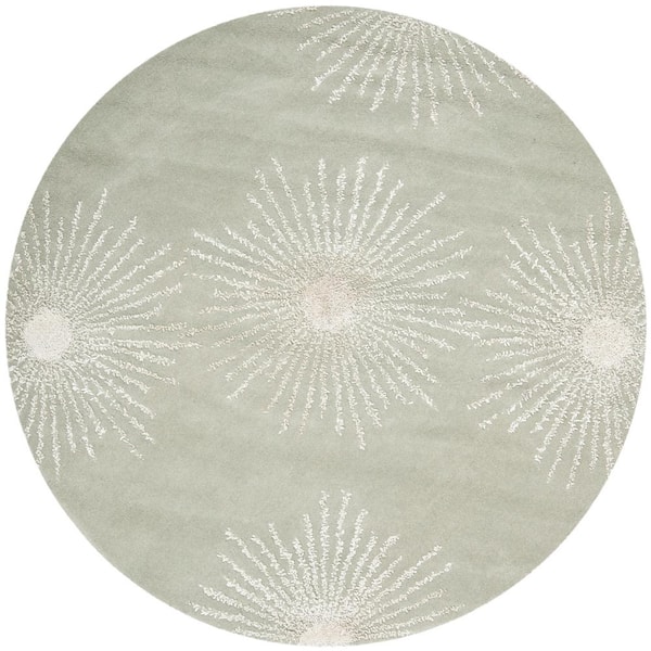 SAFAVIEH Soho Grey/Ivory 6 ft. x 6 ft. Round Starburst Distressed Area Rug