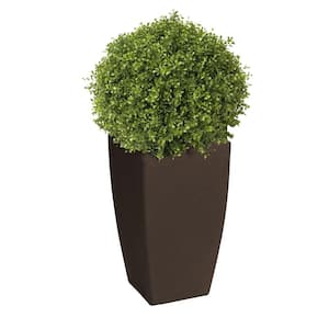 Madison 20 in. Square Brownstone Rounded Plastic Planter with 12 in. Pot Insert