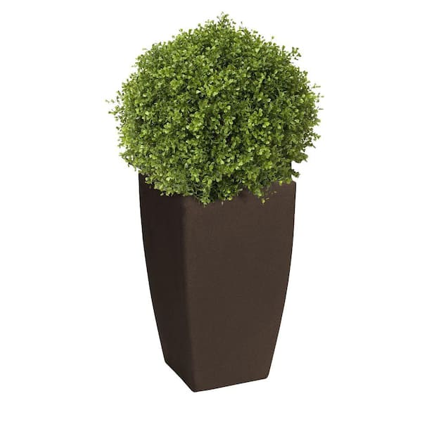 Algreen Madison 20 in. Square Brownstone Rounded Plastic Planter with 12 in. Pot Insert