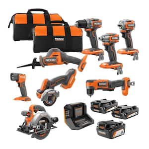 18V SubCompact Brushless Cordless 8-Tool Combo Kit with (2) 2.0 Ah Batteries, 4.0 Ah Battery, Charger, and Bag