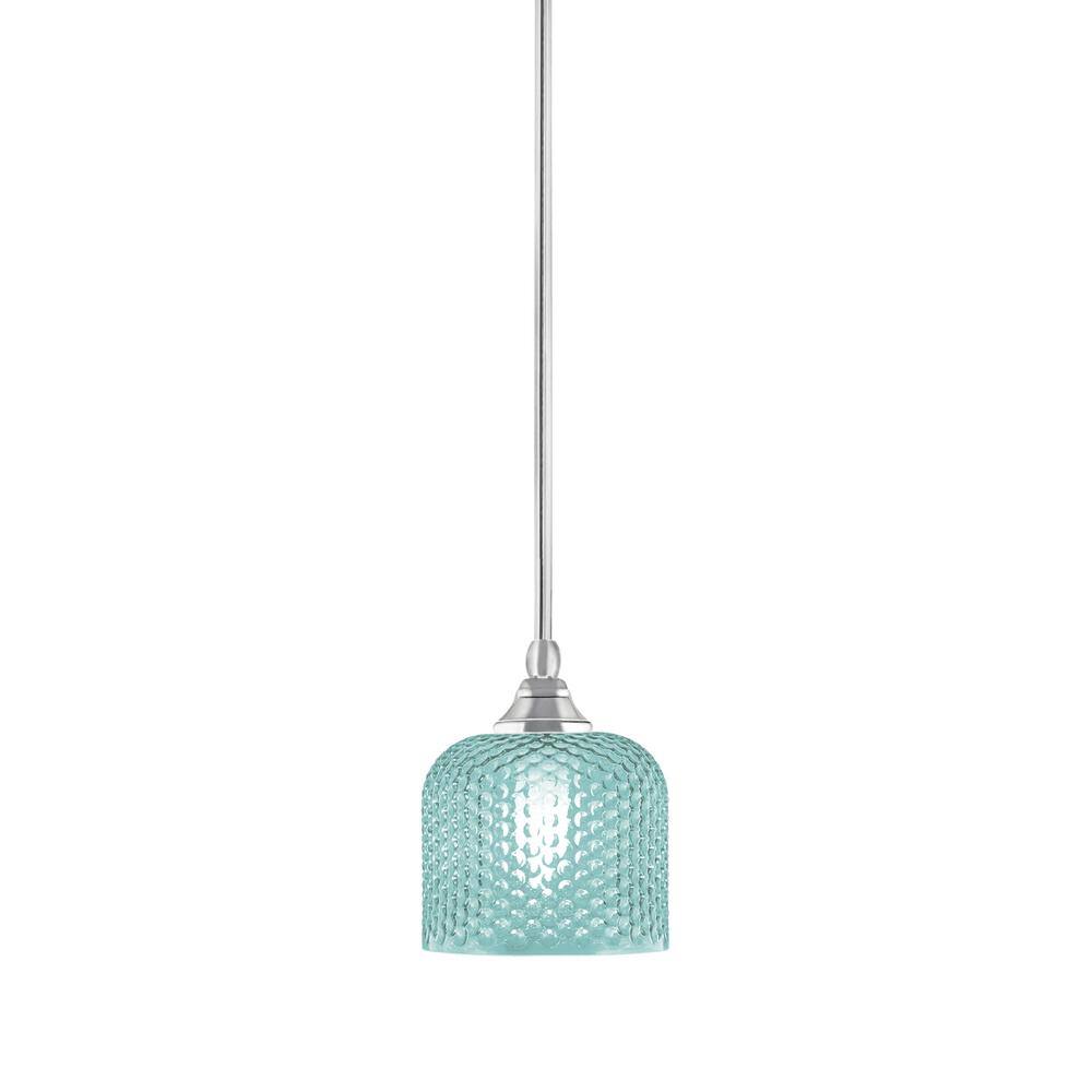 Sparta 100-Watt 1-Light Chrome Shaded Pendant Light Mini Pendant with Turqu
