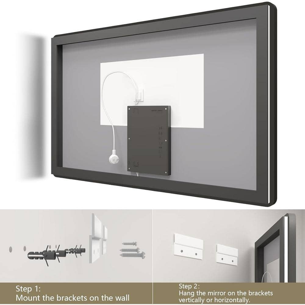 40 in. Black Frameless LED Bathroom Vanity Mirror