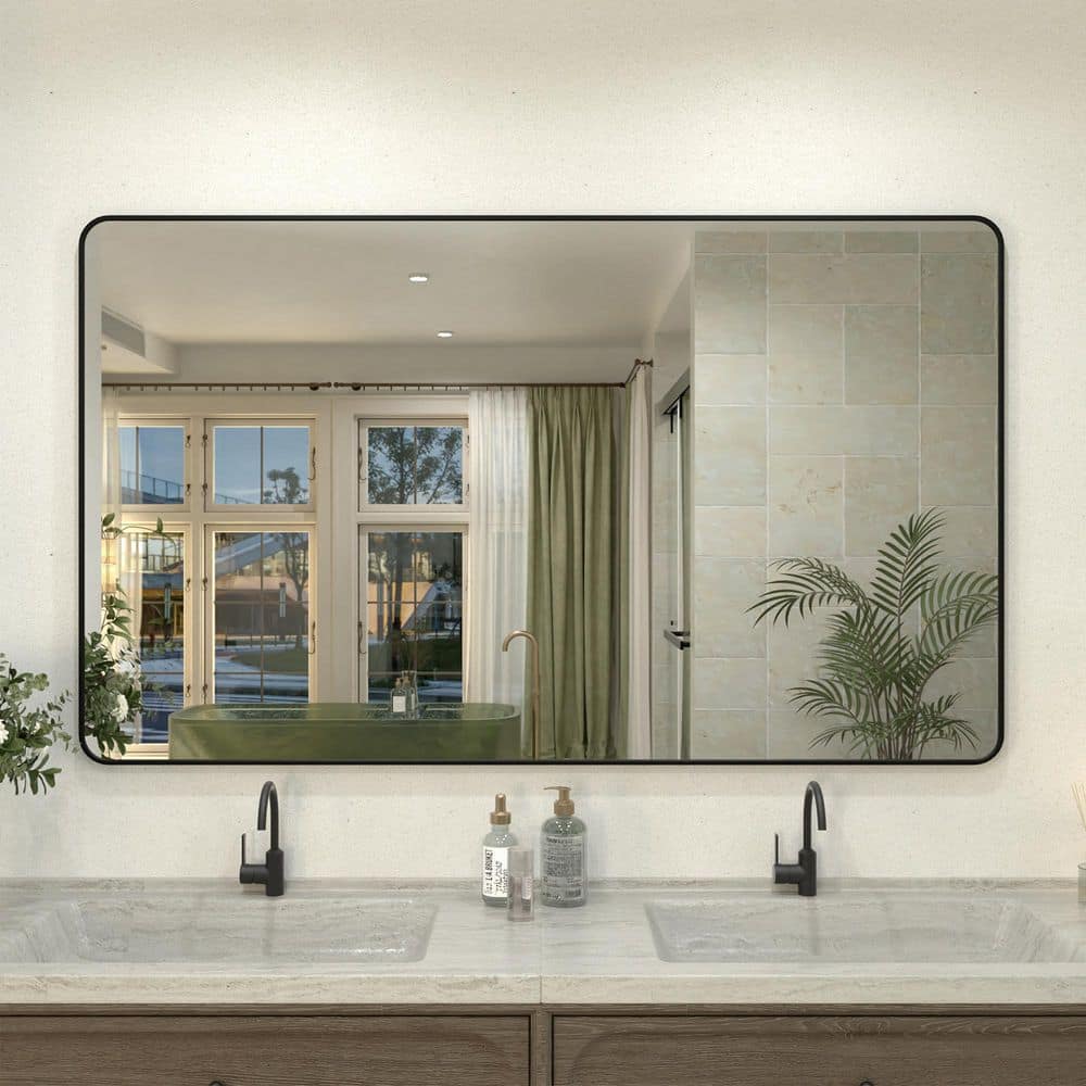 Zyphi 60 in. W x 36 in. H Rectangular Framed Wall Bathroom Vanity Mirror in