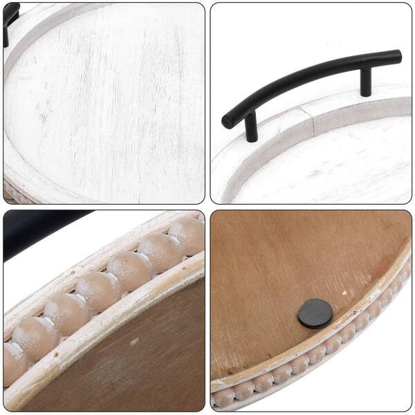 Hanobe Large Serving Tray Round: Decorative Coffee Table Tray For Ottoman Centrepiece Decor - View #5