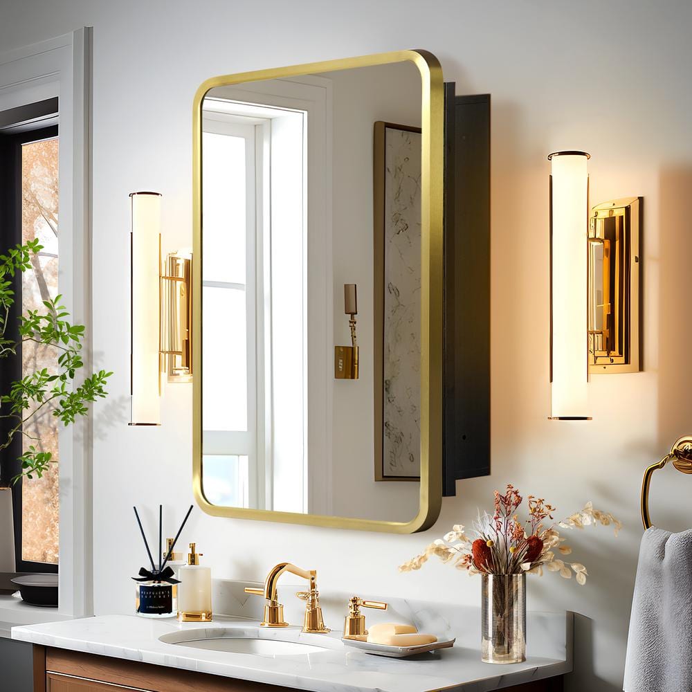 16 in. W x 24 in. H Rectangular Recessed Surface Mount Medicine Cabinet Mir