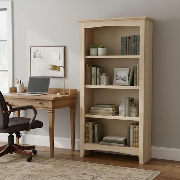 Unfinished Shaker Bookcase - 48"H