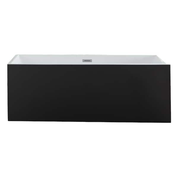 Eisen Home Aphrodite 59 in. Freestanding Acrylic Flatbottom Bathtub in Black