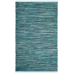 Rag Rug Turquoise/Multi 6 ft. x 9 ft. Striped Speckled Area Rug