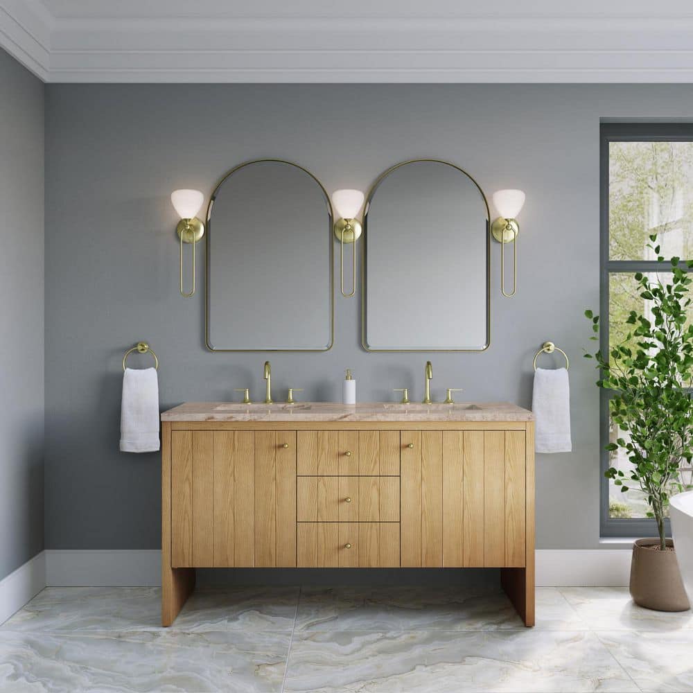 Hudson 60.0 in. Double Bath Vanity in Light Natural Oak with Tajnar Engineered Composite Top price history on PriceWatchPro