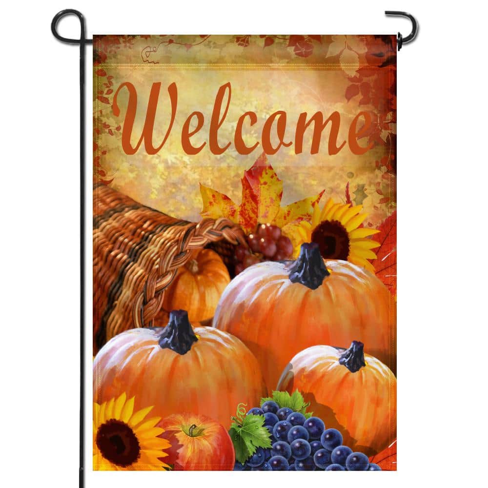 ANLEY 18 in. x 12.5 in. Garden Flag Pumpkin in Cornucopia