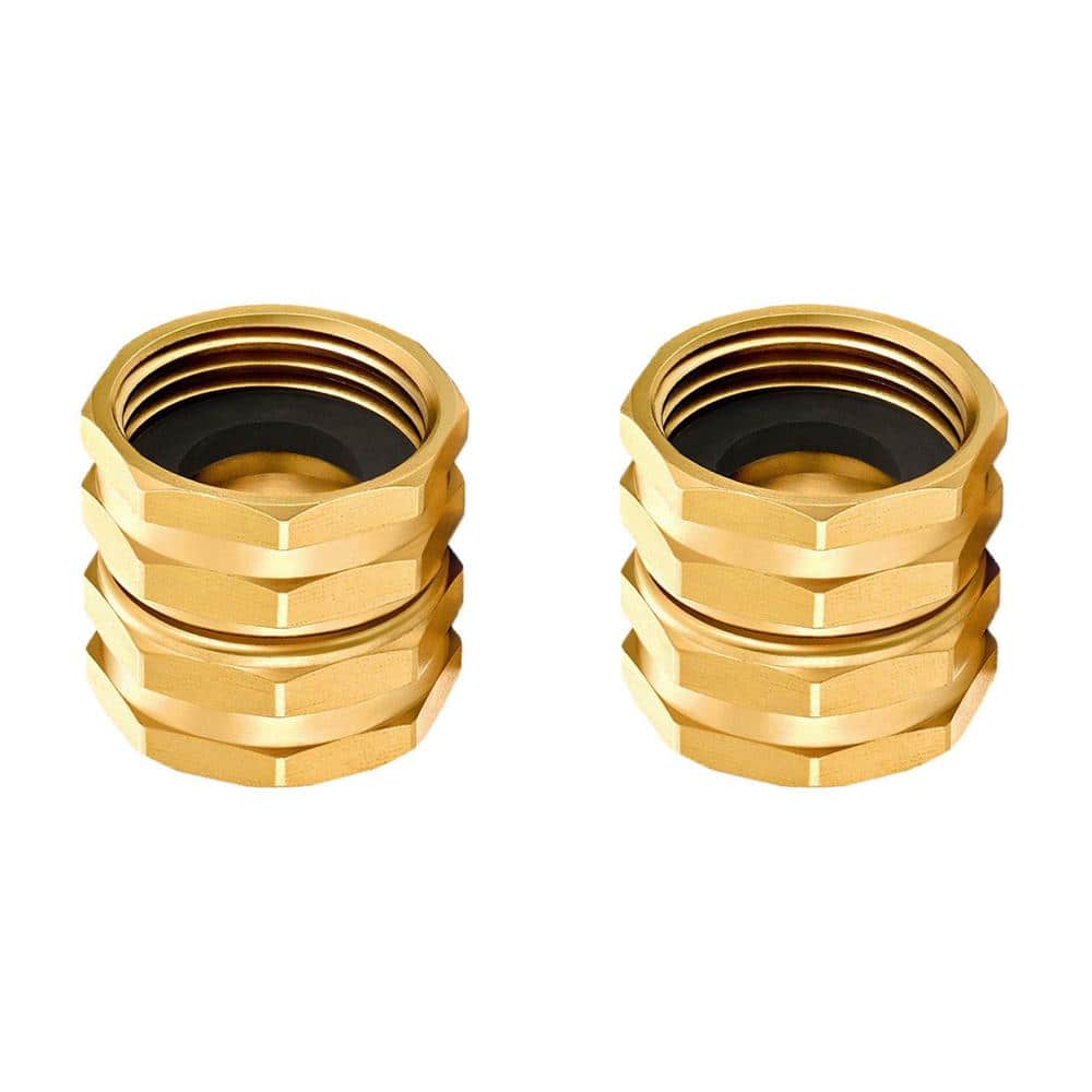 1.1 in. Solid Brass Garden Hose Fittings Hose Connector (2-Pack )