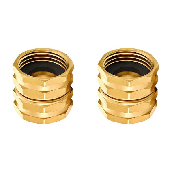1.1 in. Solid Brass Garden Hose Fittings Hose Connector (2-Pack )