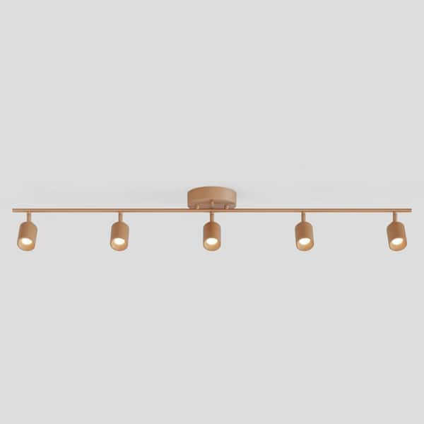 Shura Warm Brown Integrated LED Fixed Track Light Rotatable Cylinder Head 4 ft. Track Lighting Kit 3000K 2450 Lumen