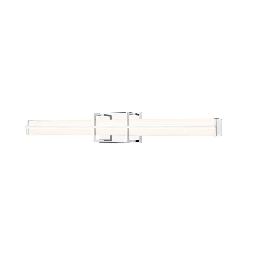 Harrison 32 in. Chrome Integrated LED Vanity Light with Frosted Plastic Sha