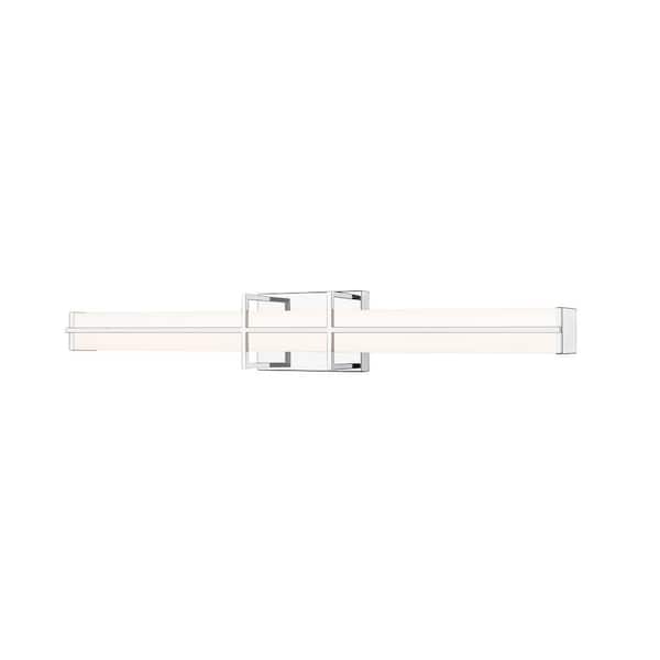 Unbranded Harrison 32 in. Chrome Integrated LED Vanity Light with Frosted Plastic Shade