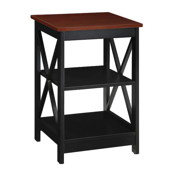Convenience Concepts Oxford 15.75 in. Cherry / Black Standard Square MDF End Table with Shelves