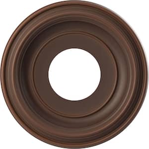 Traditional 10 in. O.D. x 3-1/2 in. I.D. x 1-1/8 in. P Thermoformed PVC Ceiling Medallion Universal Aged Metallic Rust