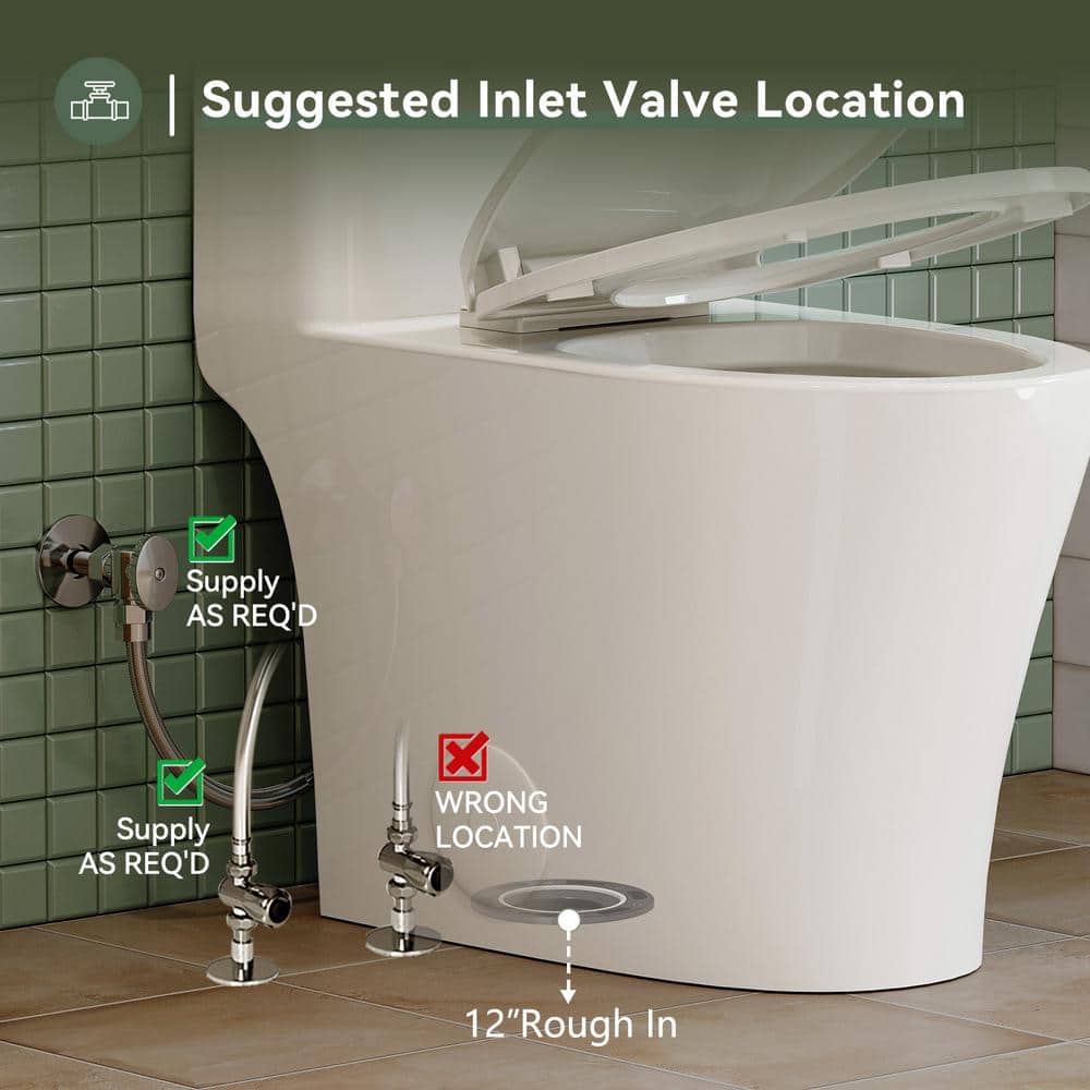 White Elongated Dual Flush High Efficiency One-Piece Toilet