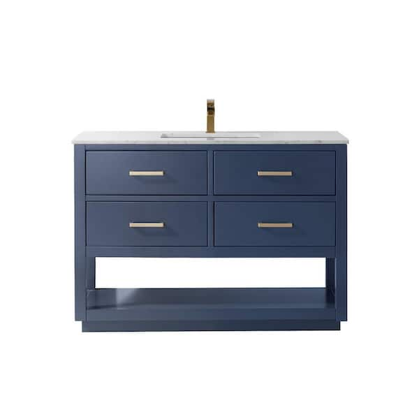 Altair Remi 48 in. Bath Vanity in Royal Blue with Carrara Marble Vanity ...