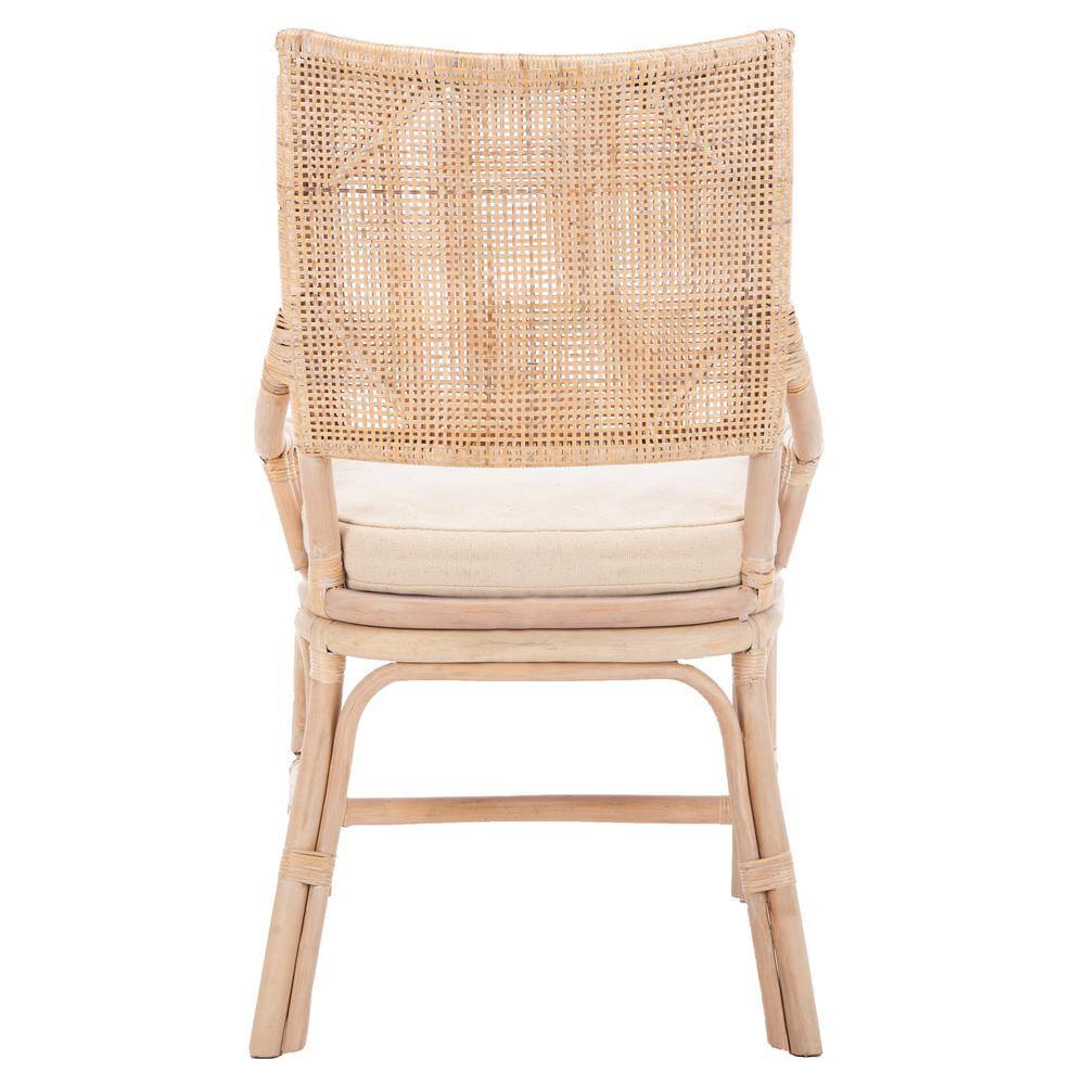 Donatella Transitional Natural White Wash Rattan Armchair with Cushion