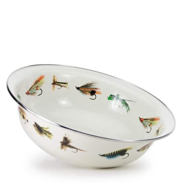 Golden Rabbit 13.5 in. 128 fl. oz. Fishing Fly Enamelware Round Serving  Bowl FF03 - The Home Depot