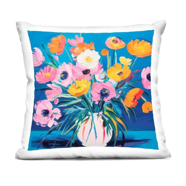 Stupell Industries Bright Poppies Bouquet Multi-Color Floral Polyester 18 in. X 18in. Throw Pillow