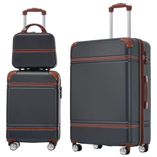 Adrinfly 3-Piece Hardshell Luggage Set, Lightweight Luggage’s and Cosmetic Case Spinner Suitcase with TSA Lock, Black