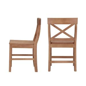 Cedarville Patina Oak Finish Dining Chair with Cross Back (Set of 2) (19.42 in. W x 31.98 in. H)