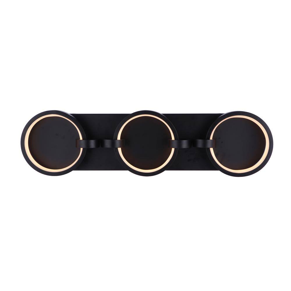 Modern Black LED Vanity Light with White Shade