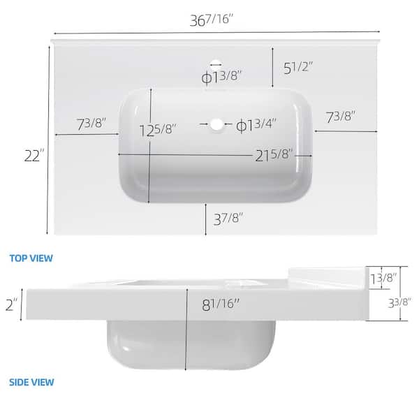 Zeafive Foia 36 in.W x 22 in.D Solid Surface Rectangular Single