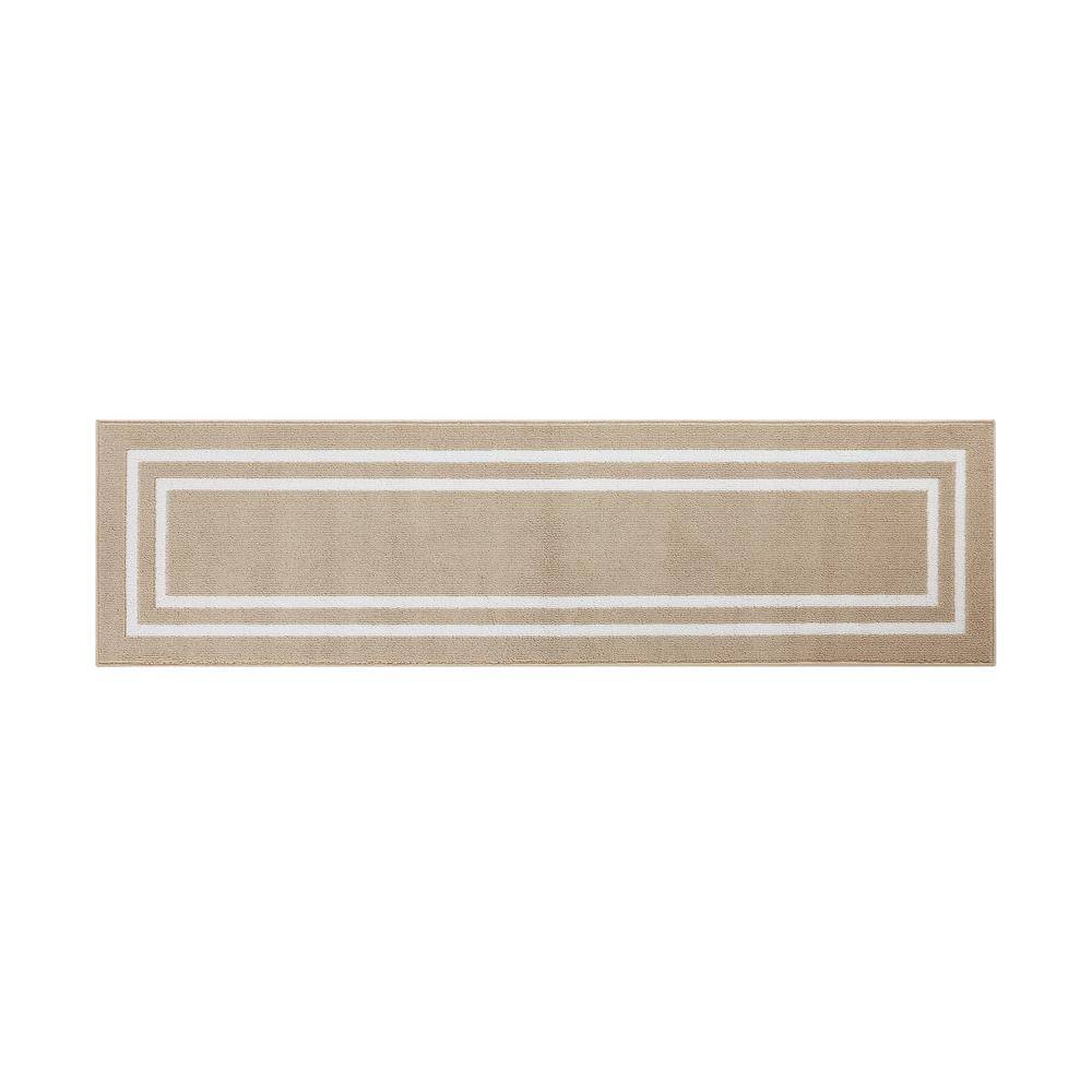 Machine Washable Non-Skid Beige /White  2.2 ft. x 6 ft. All Loop Tufted Area Rug price history on PriceWatchPro