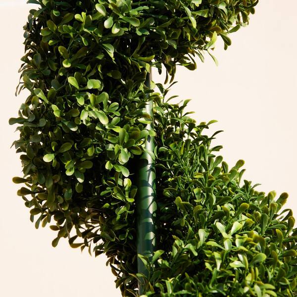 DR.Planzen 4 ft. Artificial Boxwood Spiral Topiary Trees Large