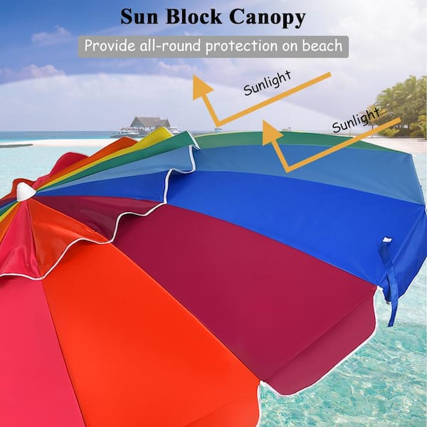 Costway 8 ft. Metal Market Tilt Patio Bench Umbrella in