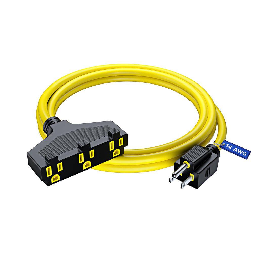 6 ft. 14 / 3 Medium / Heavy Duty Indoor T-Shaped Extension Cord 3-Outlet 15 Amps Yellow price history on PriceWatchPro