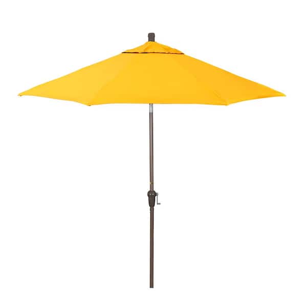 California Umbrella 9 ft. Champagne Aluminum Market Patio Umbrella with Crank Lift and Autotilt in Dandelion Pacifica Premium