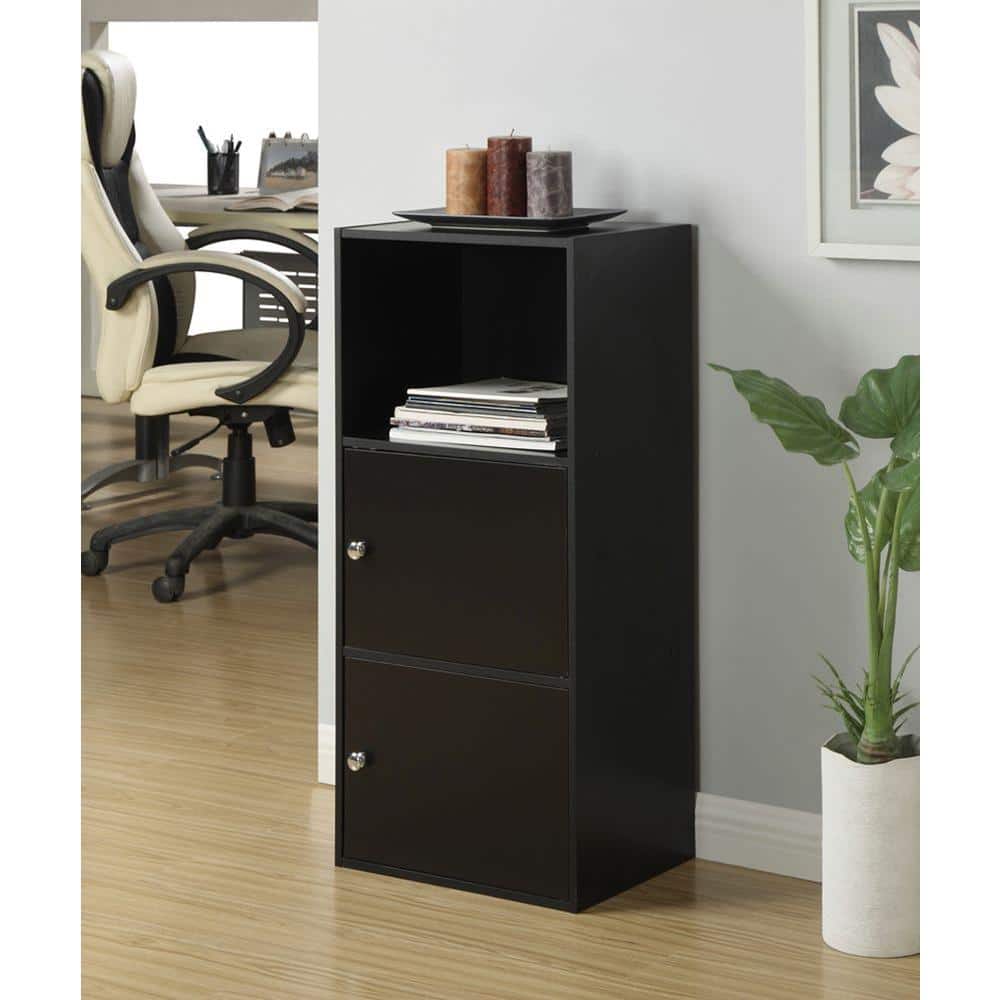 Black Modular Office Storage Cabinet with Chrome Knobs