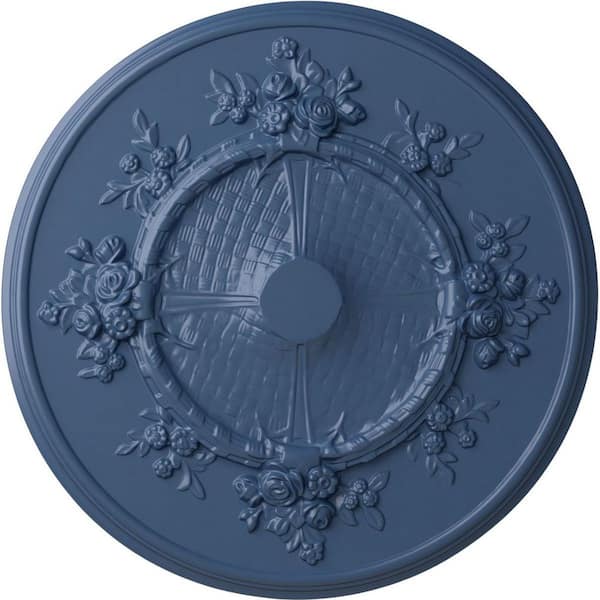 Ekena Millwork 27" x 1-1/8" Flower Urethane Ceiling Medallion (Fits Canopies up to 3-7/8"), Hand-Painted Americana
