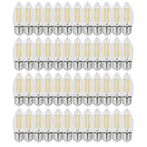 60-Watt Equivalent B10 E26 Medium Dimmable Filament CEC Blunt Tip Chandelier LED Light Bulb Soft White 2700K (48-