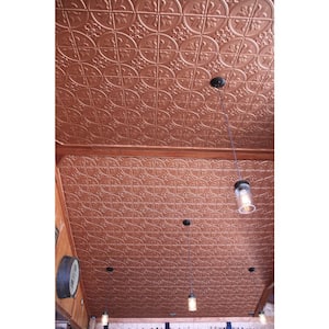 Dimensions 2 ft. x 4 ft. Glue Up Tin Ceiling Tile in Metallic Copper