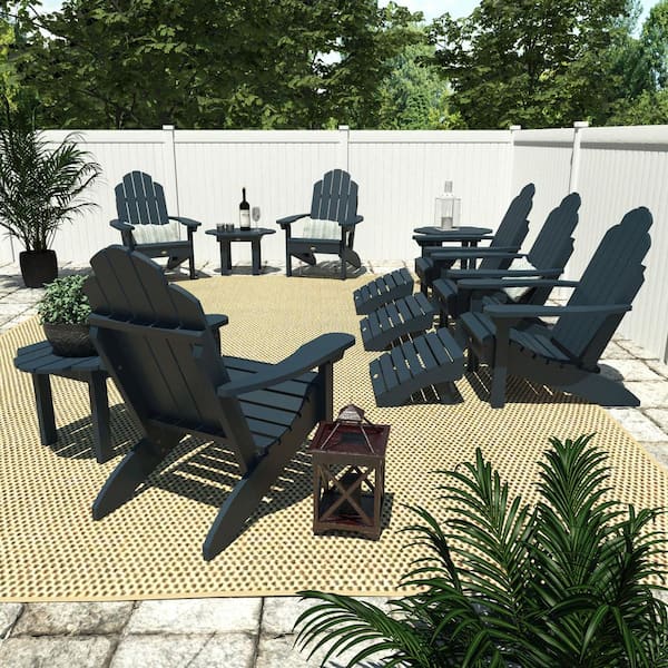 Highwood Classic Wesport Federal Blue 12-Piece Recycled Plastic Patio Fire Pit Seating Set