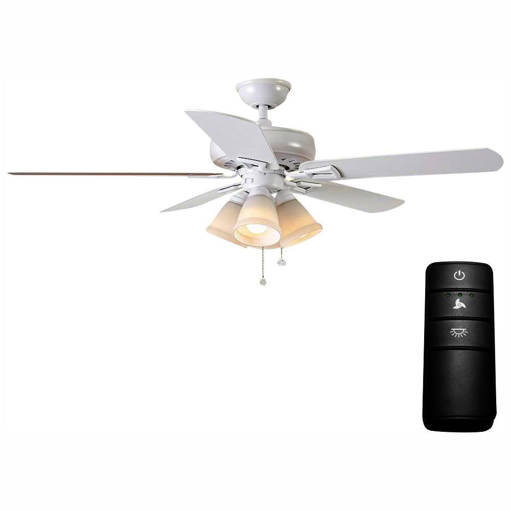 Hampton Bay Lyndhurst 52 In Led Matte White Ceiling Fan With Light Kit And Remote Control 19957 The Home Depot