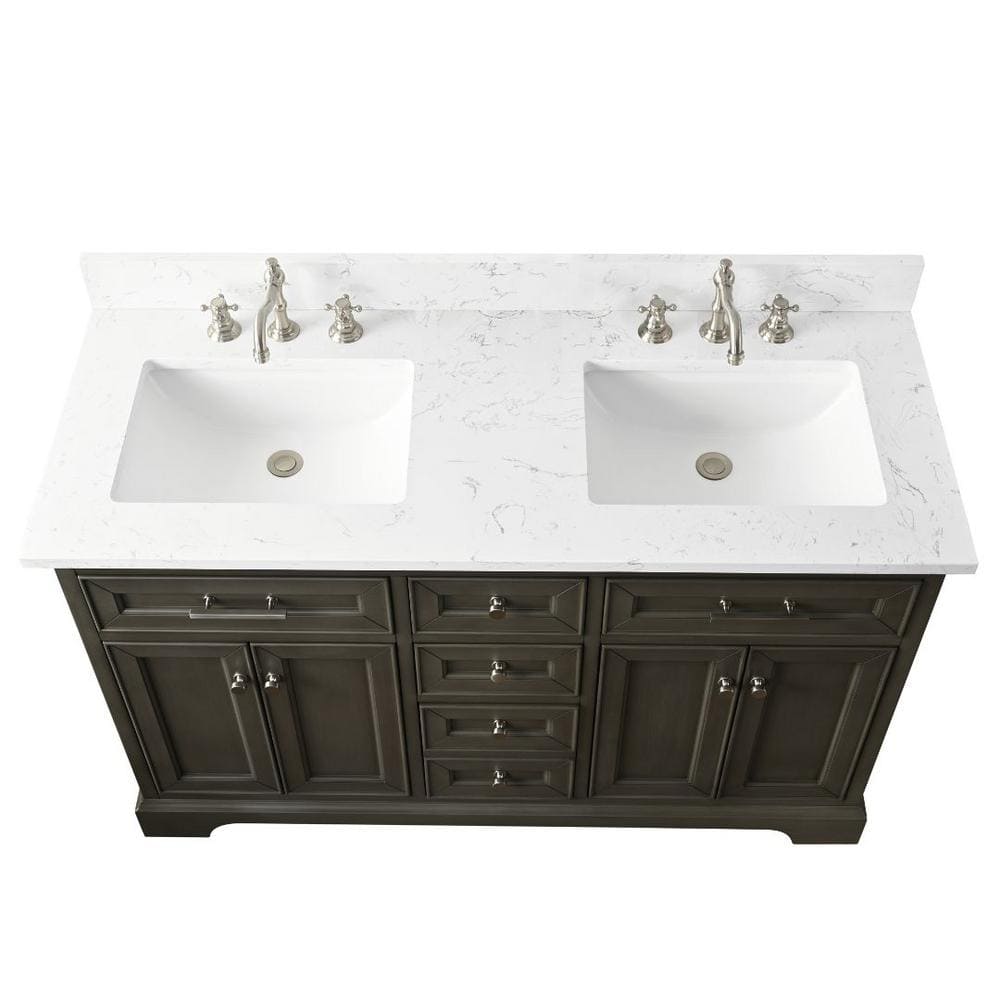 Thompson 54" Silver Gray Double Sink Freestanding Vanity