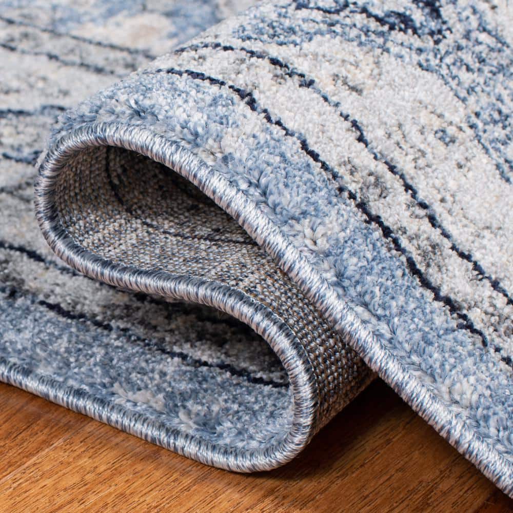 Charleston Blue and Grey 8' x 10' Synthetic Area Rug