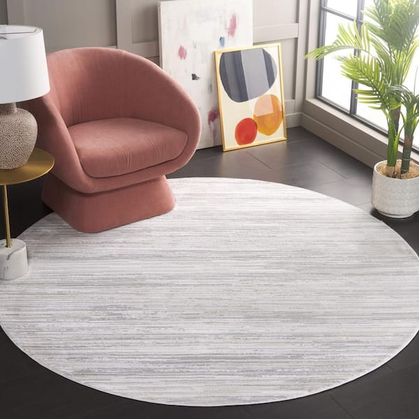 Platinum 7 ft. x 7 ft. Beige/Ivory Solid Color Distressed Round Area Rug